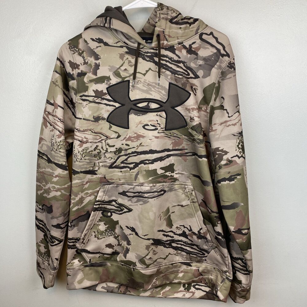 Under‎ Armour hoodie men's s green camo EUC Hunting Fishing Outdoors